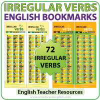 Irregular Verbs in English - Bookmarks for ESL / ELL students