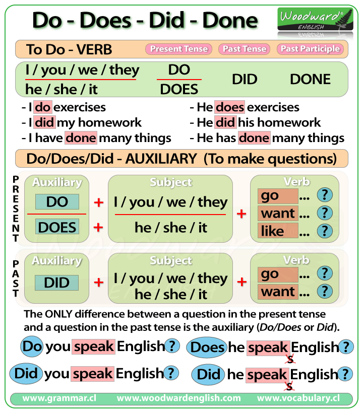 Do Does Did Done Grammatica Inglese Adam Faliq