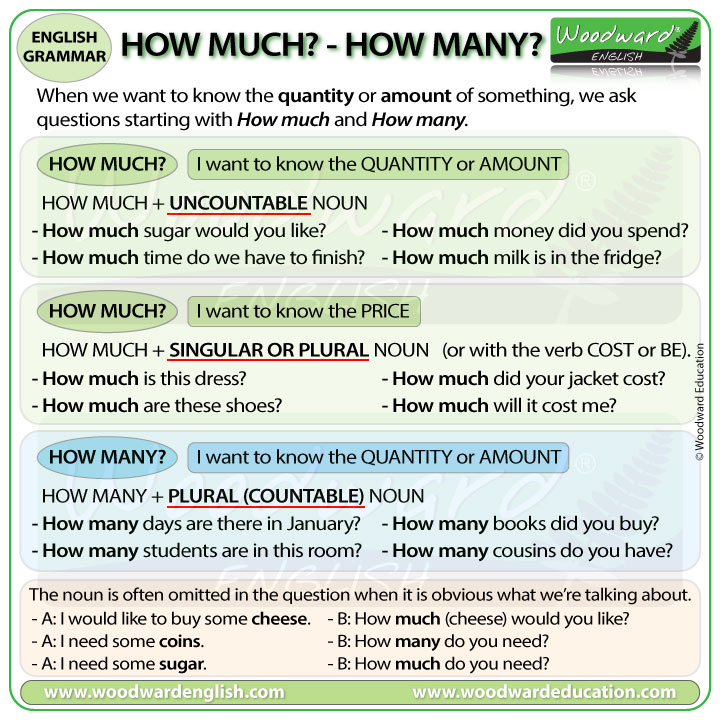 The difference between HOW MUCH and HOW MANY in English