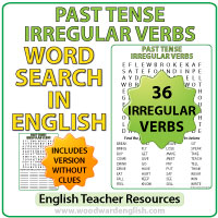 Past Tense Irregular Verbs in English - Word Search