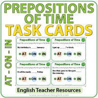 Prepositions of Time - English Task Cards